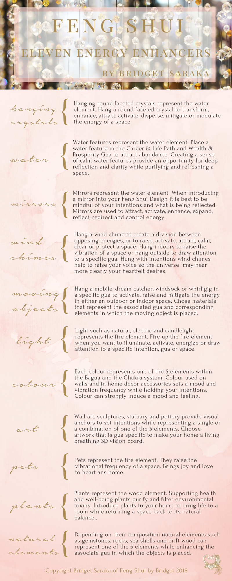 Feng Shui Energy Enhancers Infrographic by Bridget Saraka